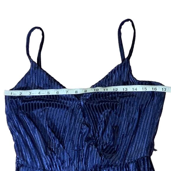 Laundry by Shelli Segal Velvet Burnout Striped Jumpsuit Navy Size 10 - Picture 8 of 11